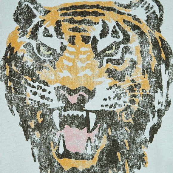 John Varvatos Tiger Head Graphic Crew T-Shirt Blue - Picture 3 of 4